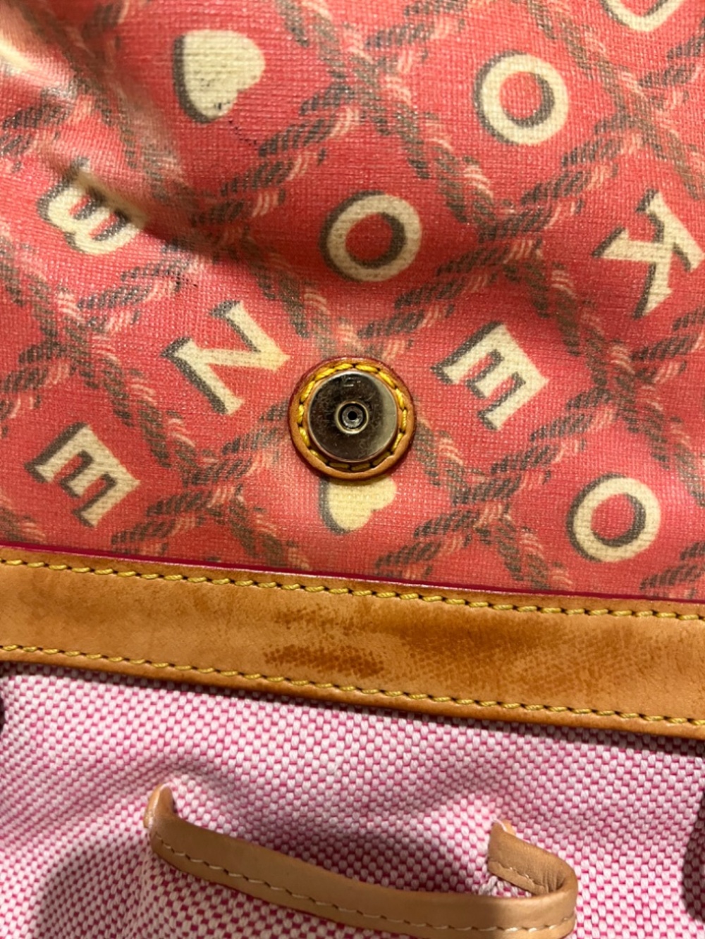 Dooney & Bourke Pink Canvas Heart Logo Tote Bag Leather Trim Anniversary Style - Picture 10 of 16